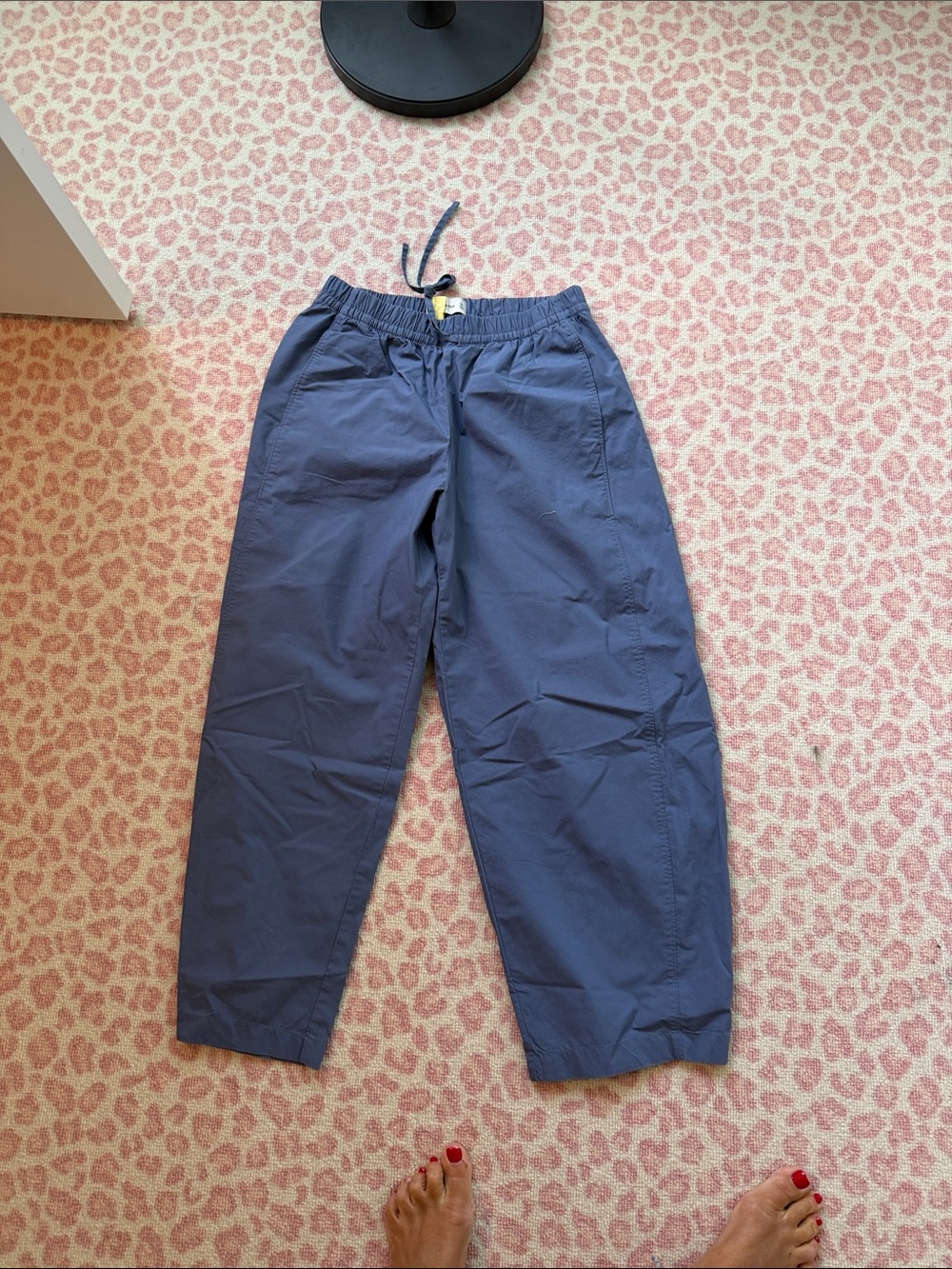 Abercrombie Blue Poplin Casual Drawstring Barrel Leg Pants